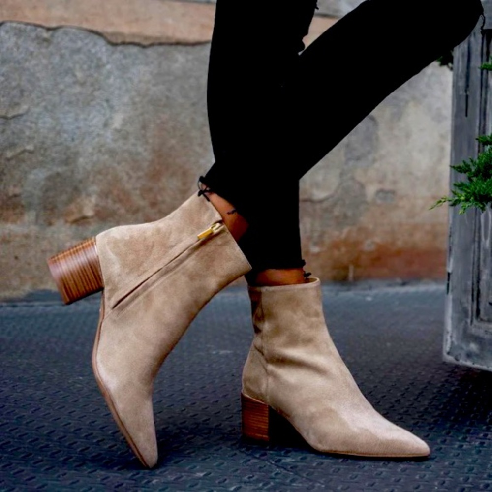 Sand colored suede boots